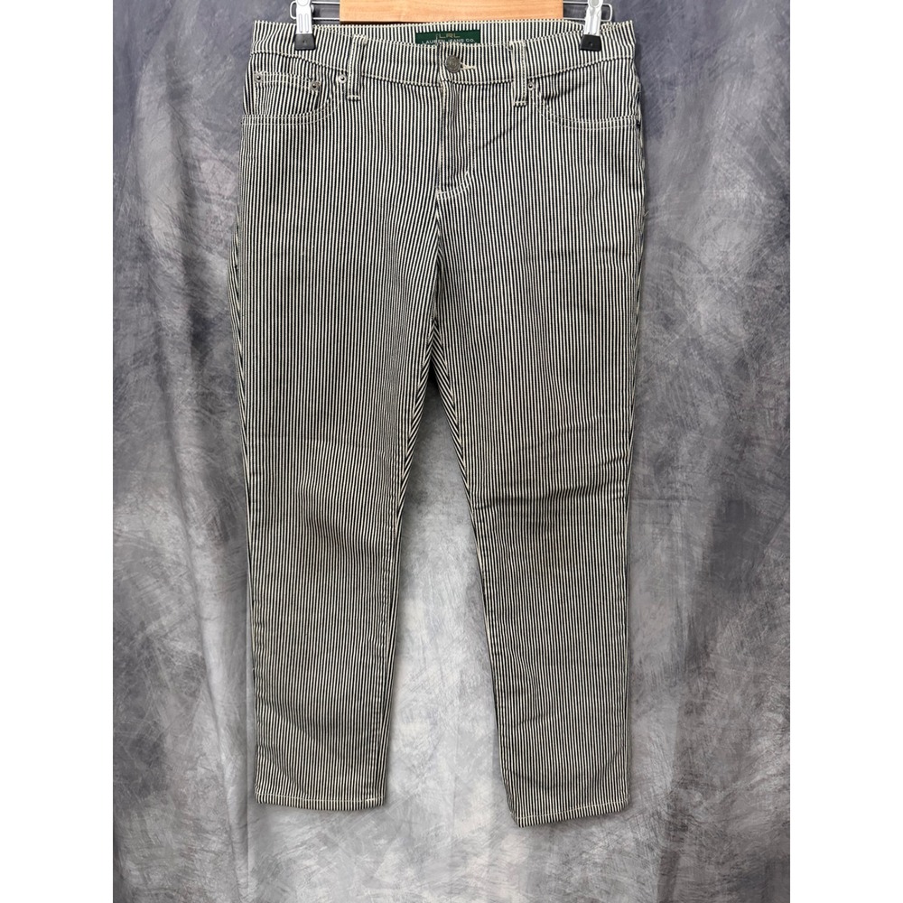Lauren Ralph Lauren Hickory Stripe Skinny Pants Black White Womens 6